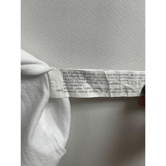 Zara Womens Pullover Crew neck Graphic Basic Tshirt White 100% Cotton Size S - Picture 5 of 5